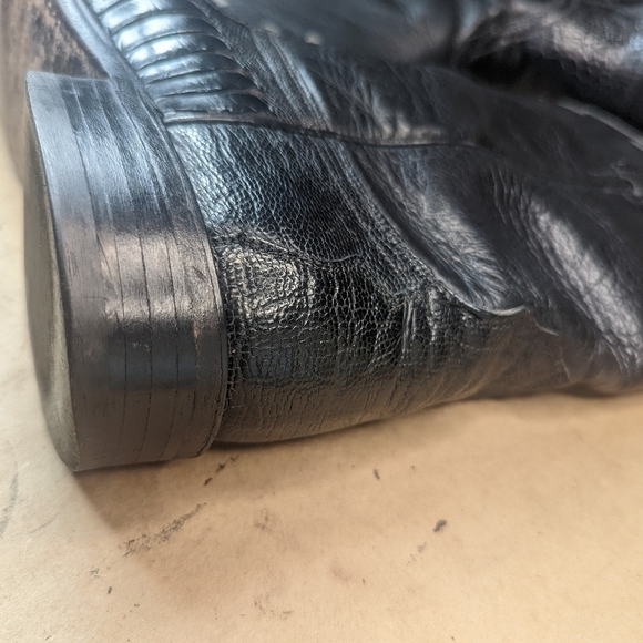 Lucchese Boots men's size 8D Exotic Genuine Black Ostrich Leg classic Western co - Picture 12 of 15